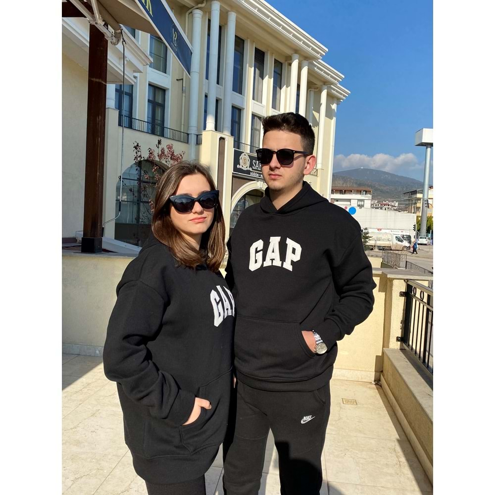 GAP Baskılı Üç İplik Şardonlu Unısex Sweatshirt - Siyah - M