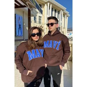 MAVİ Baskılı Üç İplik Şardonlu Unısex Sweatshirt - Kahverengi - L